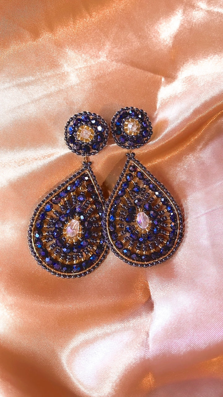 Amazon.com: Art Deco Antique Retro Vintage Style Dark Blue Sapphire  Rhinestone Cluster Earrings: Clothing, Shoes & Jewelry