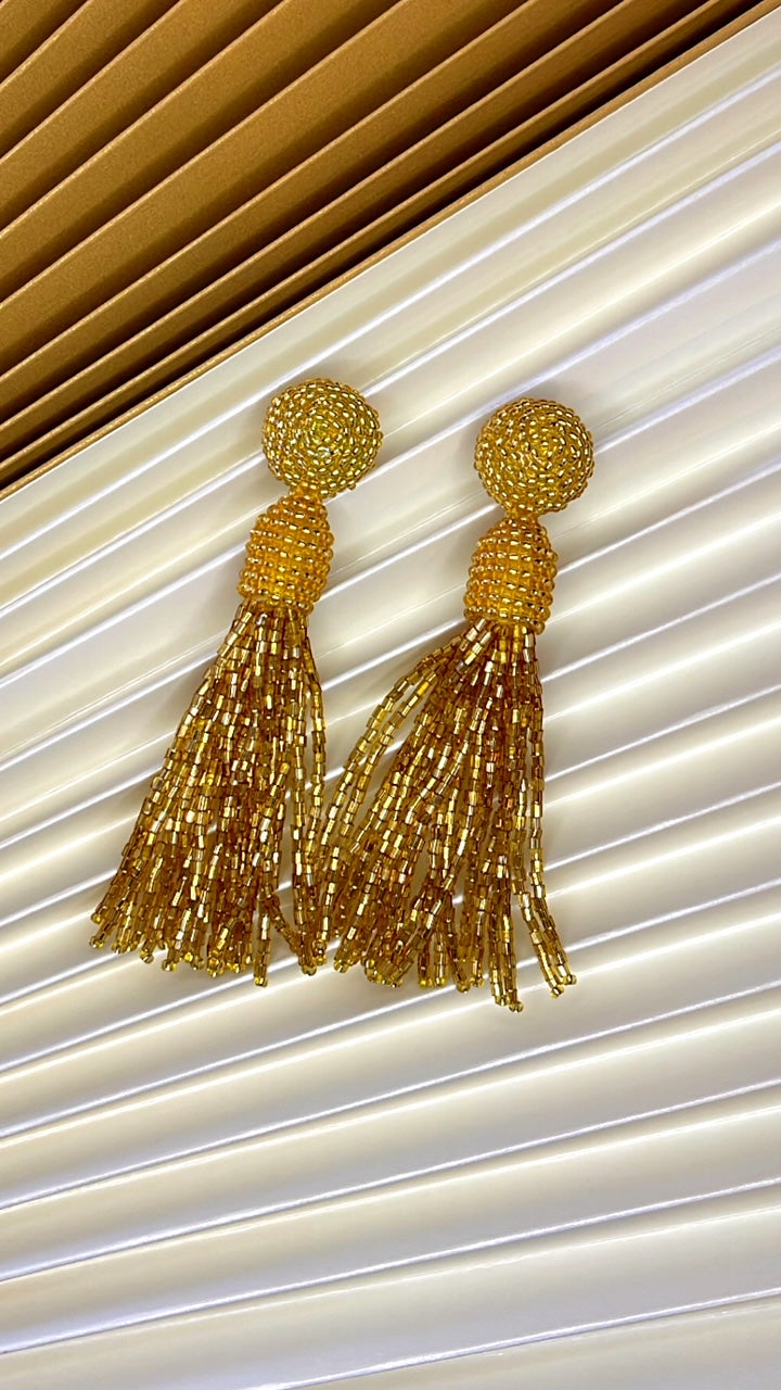 gold tassel earrings